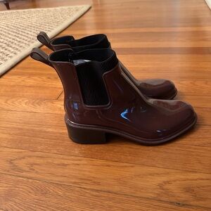 A New Day purple heeled ankle rain boots